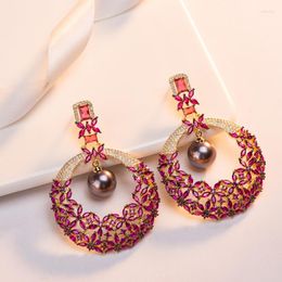 Dangle Earrings Design Fashion Shiny Ring Luxury Hanging Plated Colour Zircon Women's Wedding Party Accessories DZ 4