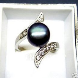 Black Akoya Cultured pearl Bead ring293j