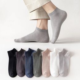 Men's Socks 5 Pairs High Quality Spring Autumn Business Cotton Summer Thin Solid Colour Breathable Comfortable Soft Black