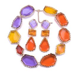 Chokers ZA Multicolor Irregular Geometric Resin Choker Necklace Women Indian Ethnic Large Collar Statement Necklace Jewellery 230921