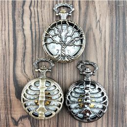 Pocket Watches Fashionable Hollow Out Style Antique Vintage Quartz Watch Round Case Pendant Necklace Chain Clock For Men Women Gift