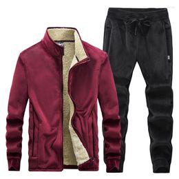 Men's Tracksuits Men Suit Brand Fleece Sportswear Autumn Winter Luxury Thick Hoodie Sets Male Fashion Gym Casual Designer Jogging Suits Warm