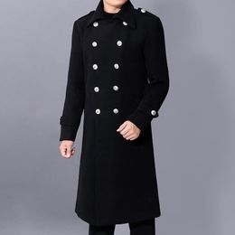 Men's Wool Blends 2023 Autumn Winter England Style Fashion Slim Fit Double Breasted Long Woollen Coat Mens Business Casual Jackets Outerwear 230921