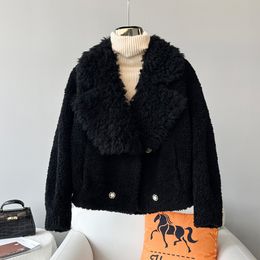 Womens Fur Faux Sheep Shearling Warm Jacket Coats Lady Girl Lamb Wool Short Casual Overcoat Top JT3359 230922