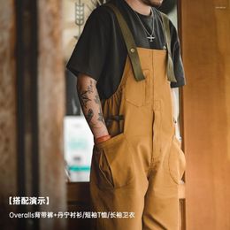 Men's Pants Maden Workwear American Retro Strap Loose Straight Barrel Amekaji Casual One Piece Sling Long Fashion