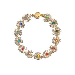 GD Same Colored Gemstone Full Diamond Chain Daisy Bracelet 5Th Anniversary Limited Edition 18K Gold-Plated Men And Women Trend Jew225P