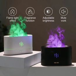 1pc Portable Cool Mist Usb Led Change Colour Room H2o Air Fire Flame Humidifier Aroma Essential Oil Diffuser Humidifier School Supplies, Back To School, Dorm