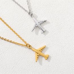 Stainless Steel Necklace For Women Plane Aeroplane Pendant Aircraft Chain Tiny Dainty Jewellery Friends Gift Chokers239m