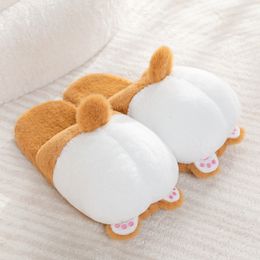 Slippers Plush Autumn and Winter Cotton Warm Indoor Women Cute Corgi Hip 230921