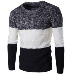 Men's Sweaters 2023 Autumn And Winter Color-blocked Thickened Warm Knitted Pullover Thermal Tops