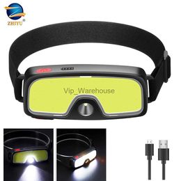 Head lamps ZHIYU COB Headlamp Rechargeable Built-in Battery Head Light Head-mounted Design Convenient for Camping Fishing Lights Climbing HKD230922