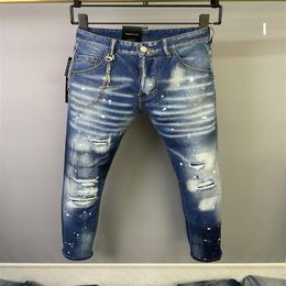 2022 DS Men Jeans Spring Summer Long Slim Pants High Quality Fashion Shorts Motorcycle Ripped Jeans f39240f