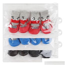 Dog Apparel 4Pcs/Lot Cotton Rubber Pet Shoes Waterproof Non-Slip Rain Snow Boots For Puppy Small Cats Dogs 5410 Q2 Drop Delivery Home Dhjev