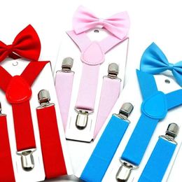 36 Colour Kids Suspenders Bow Tie Set Boys Girls Braces Elastic Y-Suspenders with Bow Tie Fashion Belt for Children Baby 922