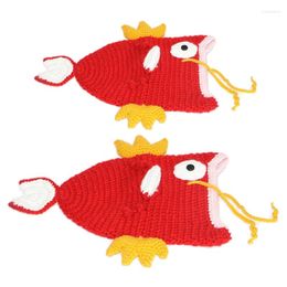 Berets Adult Kids Crochet Knit Beanie Hat Funny Goldfish Carp Animal Cosplay Party Cap