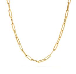Fashion Paperclip Link Chain Women Necklace Stainless Steel Gold Colour Chain Necklace For Women Men Jewellery Gift 2203159861062