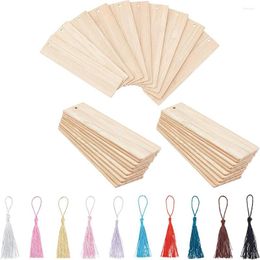 Keychains 36PCS Wood Bookmark Bulk Blank Bookmarks With Tassels Wooden Book Markers Rectangle Thin Hanging Tag Holes For DIY Projects