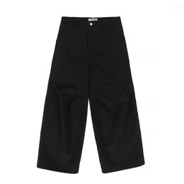 Men's Pants Oversized Retro Knee Double Room Patchwork Wide Leg Black And Women's Straight Casual Cargo Unisex