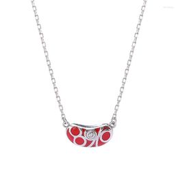 Chains Hemiston 925 Sterling Silver Red Enamel Acacia Bean Pendant Necklace Express Gift For Women Men