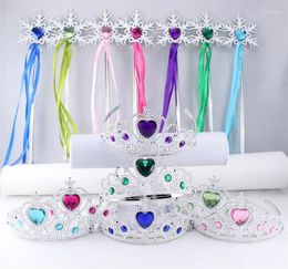 Party Favour Snowflake Ribbon Wands Crown Set Fairy Wand Girl Christmas Gem Sticks Magic Wreath Headband COS Props Cute Kids Gift