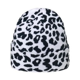 Beanie/Skull Caps Winter Hats Ladies Leopard Beanie Hats Fashion Wool Winter Warm Knitted Hats print Hip Hop beanies cap gorros thicken bonnet q143