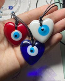 Chains Devil's Eye Pendant Necklace Europe And America Wax Rope Turkish Blue Eyes Round Teardrop