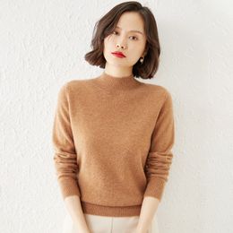 Women's Half Turtleneck Wool Base Shirt Autumn Winter New Sweater Solid Colour Knitted Top Plus Size Women's Clothing 11 Colours