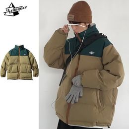Mens Down Parkas Winter Cotton Coats Men Women Patchwork Stand Collar Thick INS Street Loose Warm Padded Jackets Hip Hop Fashion Unisex 230921