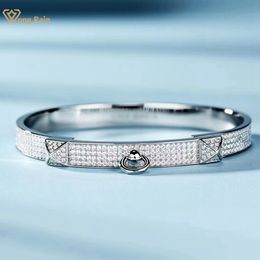 Charm Bracelets Wong Rain Luxury Solid 925 Sterling Silver White Sapphire Gemstone 18K Gold Plated Unisex Basic Bangle Fine Jewelry Wholesale 230922