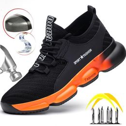 Boots Fashion Safety Shoes Men Breathable Steel Toe Work Shoes Man Industrial Sneaker Puncture Proof Light Work Safety Boots Plus Size 230922
