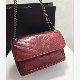 Shoulder Bag Genuine Leather Woman Bag Handbag Women Purse Quality Messenger Shoulder Cross Body Fashion Black Red