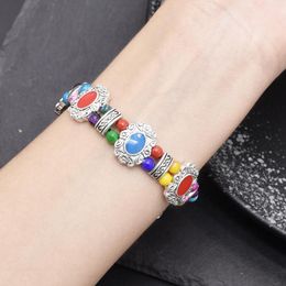 Link Bracelets Bohemian Ethnic Style Tourism Handicraft Women's Colourful Beaded Alloy Bracelet Versatile Adjustable