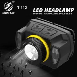 Head lamps Super Bright XPG LED Headlamp with Infrared Sensor Rotatable Zoom Headlight Built-in Rechargeable Lithium Battery for Expedition HKD230922