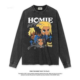 Autumn and Winter New Design American Cartoon Braided Children Hip Hop Rap Long Sleeve T-shirt Men's Women's Trendy Bottom Shirtirat