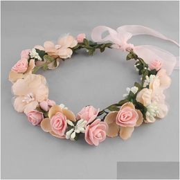 Headpieces Boho Wreath For Women Girl Floral Tiaras And Crowns Bride Noiva Bridal Garland Hair Jewelryheadpieces Drop Delivery Party E Dhjso