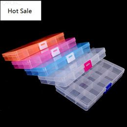 Jewellery Boxes 17.4*9.8*2.2cm 15Cells 5 Colours Button Jewel Case Transparent Colour DIY Organiser Box Splittable Plastic Storage Boxes L230922