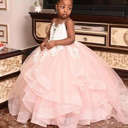 Girl Dresses Puffy Tulle Flower Girls Ruffles Skirt Kids Birthday Party Feather Child Pageant First Communion Customized Clothing