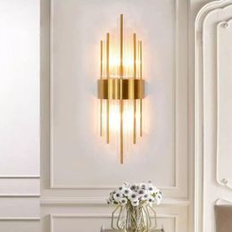 Wall Lamp Modern Led Bedroom Luxury Home Decor Light Fixture For Living Room Hallway Gold Black Stainless Steel Glass Sconces