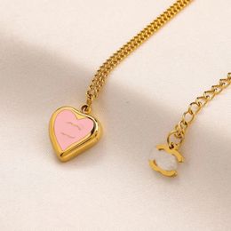 Everyone's Favourite Classic designer 18K Gold plated c letter pendant Stainless Steel necklace Peach Heart necklace for women wedding party Jewellery gifts