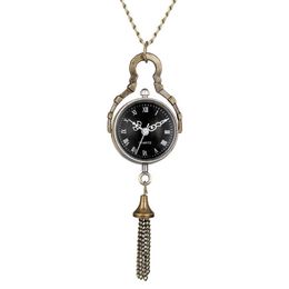 Antique Vintage Mini Glass Ball Bull Eye Design Pocket Watch Quartz Analogue Display Watches Necklace Chain for Men Women Gift270n