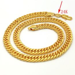 THAI BAHT Solid GOLD GF NECKLACE Heavy 88 Grammes Jewellery 4mm THICK TALL XP Cuban Curb Chain 24 K Stamp link278L