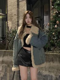 Women's Jackets 2023 Winter Denim Jacket: Retro Design With Thickened Cotton Warm And Stylish Oversized Unique Furry Collar