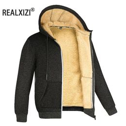 Men s Jackets Winter Warm Thicken Coats Lambswool Men Casual Sports Fleece Coat Hooded Black Navy Blue 230922