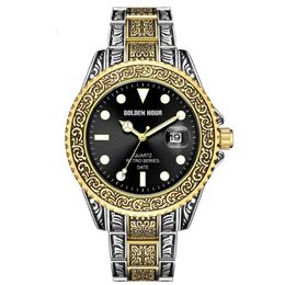 GH132 Retro Style Classic Quartz cwp Mens Watch Stainless Steel Band 43MM Diameter Man Watches Golden Hour Brand Calendar Dial Wri268W