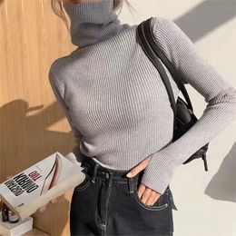 Women's Sweaters Basic Turtleneck Women Gloves Black Slim Pullover Knitted Bottoming Shirt Long-Sleeved Top Jumper Soft Warm 230922