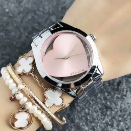 2023 Fashion Top Brand women Lady Girl Heart Dial Style Metal Steel Band Quartz Wrist Watch Wholesale Free Shipping gift wholesale with box