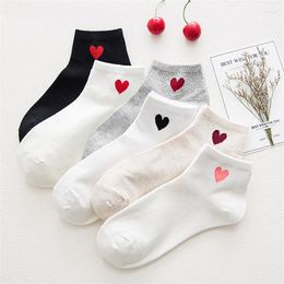 Women Socks 2 Pairs Cute Fashion Love Pure Cotton Women's Summer Harajuku Novelty Casual Funny Solid Colour Heel Big Ankle