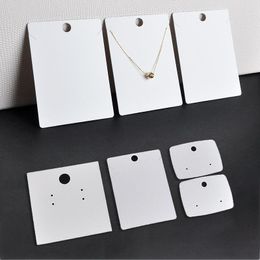 Jewellery Pouches 30pcs/lot Solid White Paper Card For Earrings Necklaces Display Holder Packaging Hang Price Tag Blank Cardboard Custom