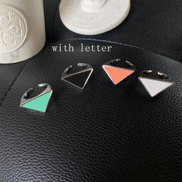 4 Colours Metal Triangle Open Ring with Stamp Women Letter Finger Rings Fashion Jewellery Accessories Top Quality2229