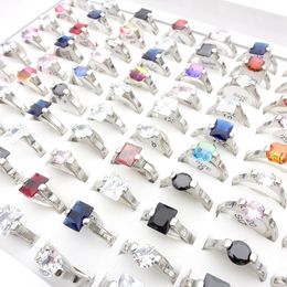 Wedding Rings MixMax 20pcs Men s Stainless Steel Mix Colors Zircon Stone Fashion Jewelry Party Gifts Wholesale Bulk Lot 230921